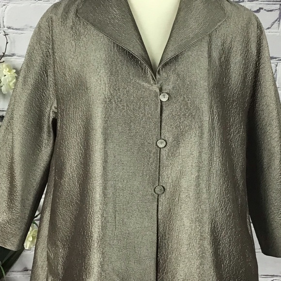Eileen Fisher Hammered Silk Satin Blazer Jacket - Picture 5 of 6